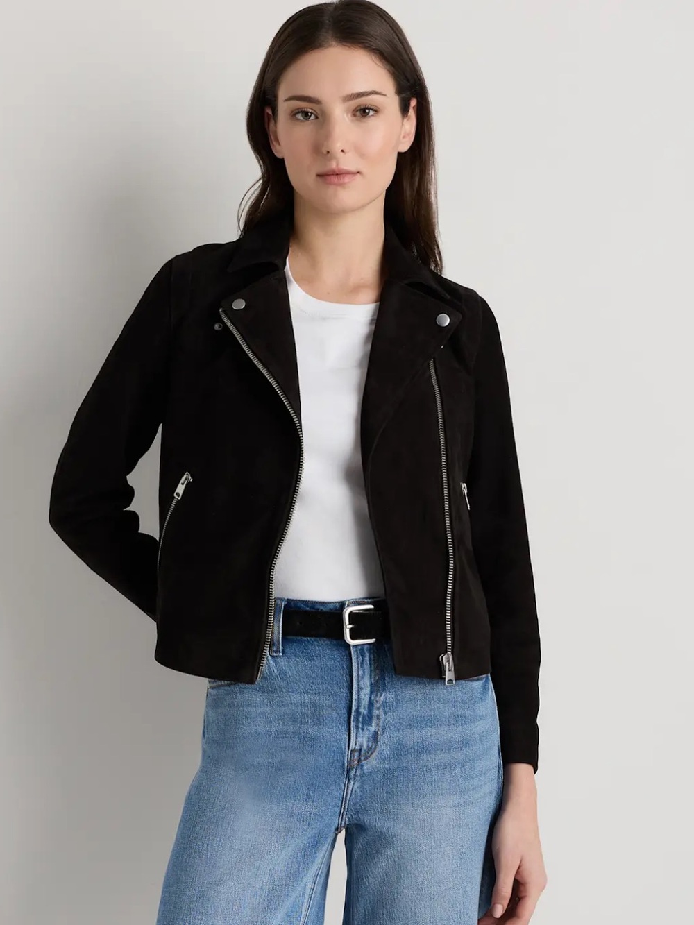 NEW Quince Black Suede Moto Jacket - Women